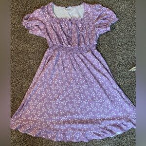 Bloomchic Ditsy Floral Shirred Ties Square Neck Frill Trim Puff Sleeve Dress